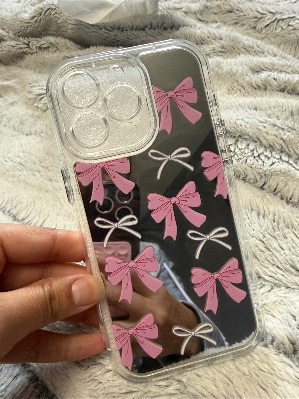 Pink Bow mirror Phone Case for iPhone 15 Pro Max